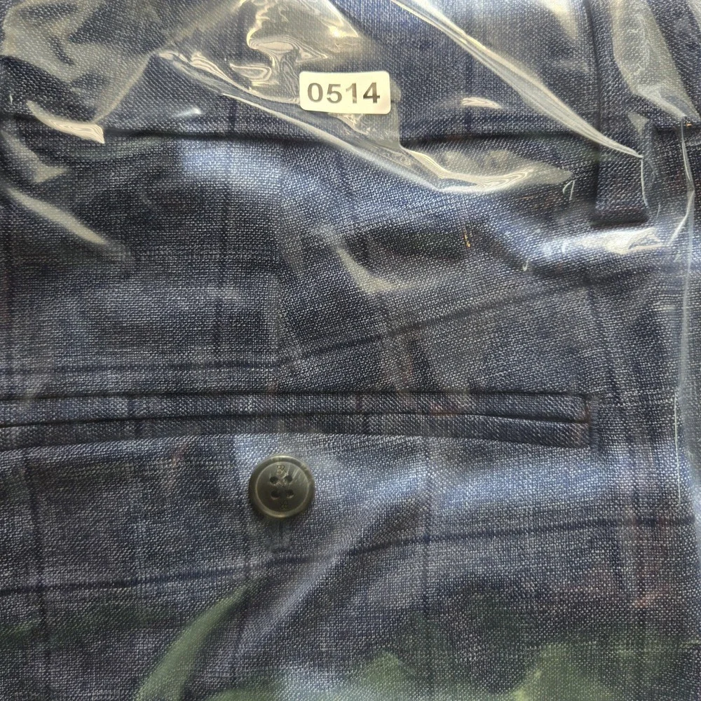 Banana Republic Tailored Fit Dress‎ Pants Mens 35x30 Blue Plaid Windowpane...